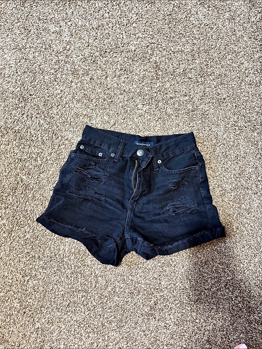 Aeropostale Distressed Black Jean Shorts
